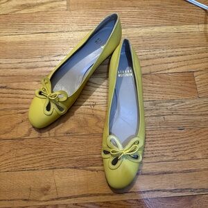 Stuart Weitzman Yellow Flats with Bow Detail